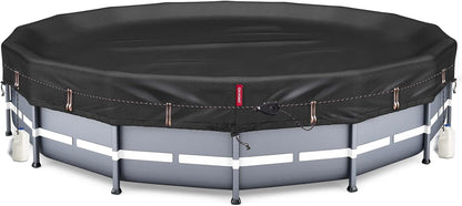 Winter round Pool Cover for 18 Ft Bestway/Intex/Coleman Frame above Ground Pool, [Excellent Windproof ] with Fast Tightening Patented Ratchet& Weight-Bearing Rings,Cold and UV Resistant