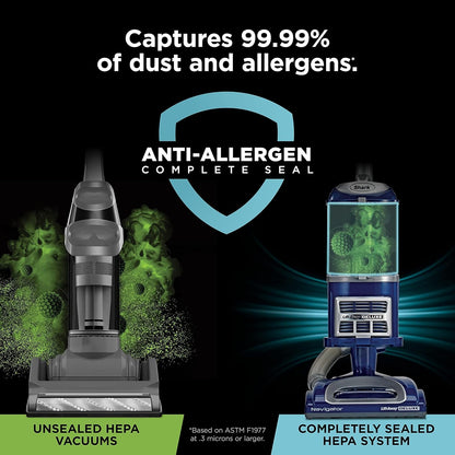 Upright Vacuum, Navigator Lift-Away Deluxe with Large Dust Cup Capacity, HEPA Filter, Swivel Steering, Upholstery Tool & Crevice Tool, Blue, NV360