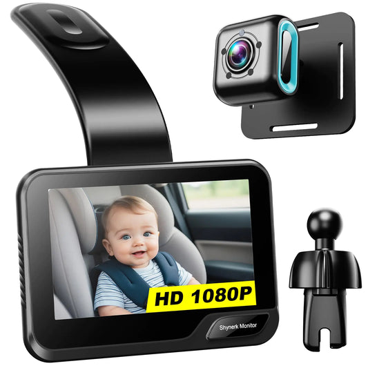 Baby Car Mirror 4.3 HD Night Vision Function Car Mirror Display Wide View Baby Car Camera Monitor 1080P Rear Facing Car Baby Monitor with Camera 360 Rotation Backseat Camera