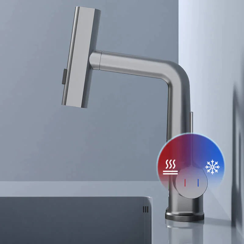 Digital Display Grey Bathroom Faucet