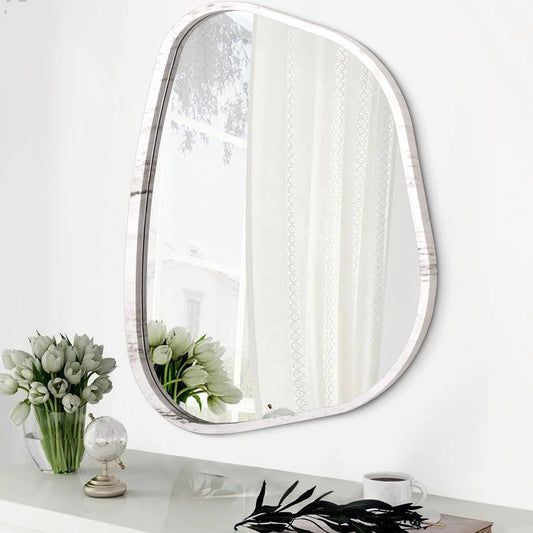 AsymStyle Wall Mirror: Irregular Wooden Accent