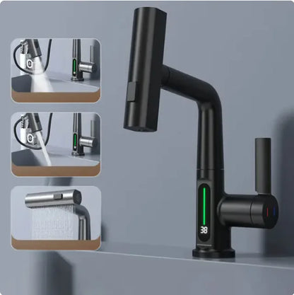 Digital Display Grey Bathroom Faucet
