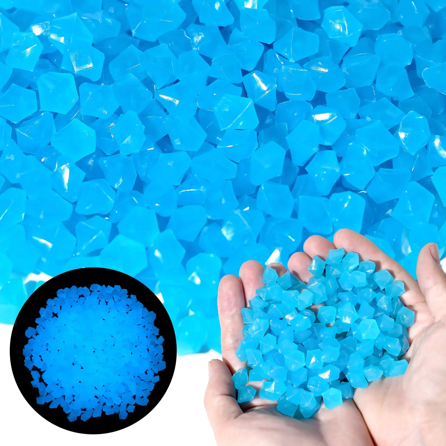 1000PCS Blue Glow Pebbles for Garden