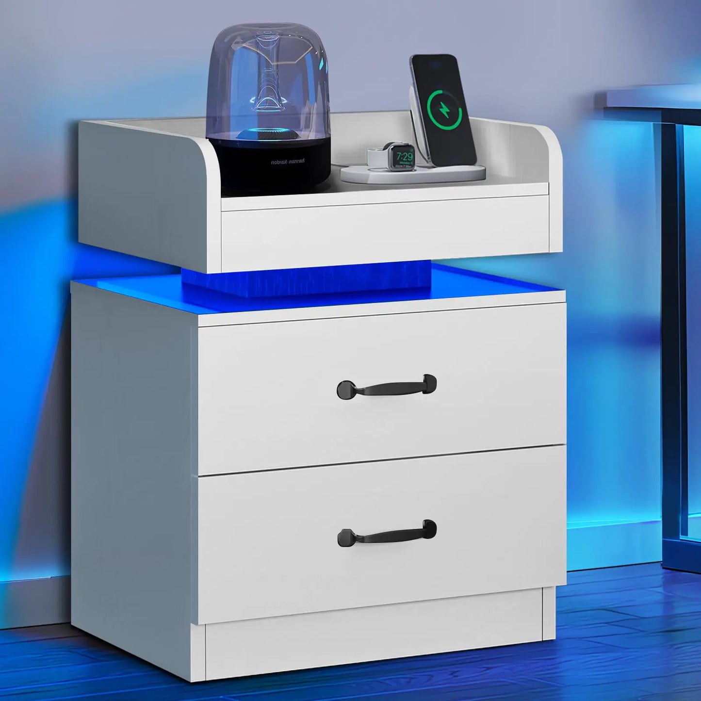 LED Nightstand with 2 Drawers