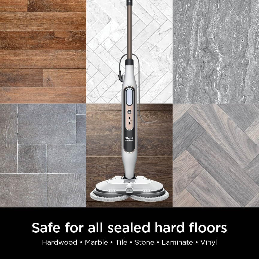 Steam & Scrub with Steam Blaster Technology All-In-One Hard Floor Steam Mop with 3 Steam Modes & LED Headlights S8201, Rotator White