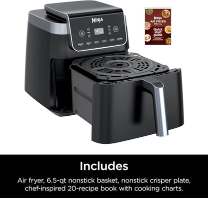 | Air Fryer | 6.5 QT Pro XL Capacity Fits 9Lbs of Wings | 6-In-1 Max Crisp, Air Fry, Roast, Bake, Reheat & Dehydrate | Nonstick Basket, Crisper Plate & Recipe Guide | Grey | AF181