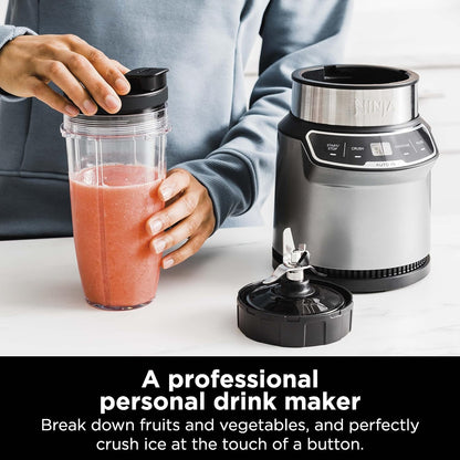 | Blender | Nutri Pro | Single Serve | for Smoothies, Salsa, Shakes and Frozen Drinks | Includes 2 Smoothie Cups & Lids | Crushes Ice, Fruit & Veggies |Silver | BN401
