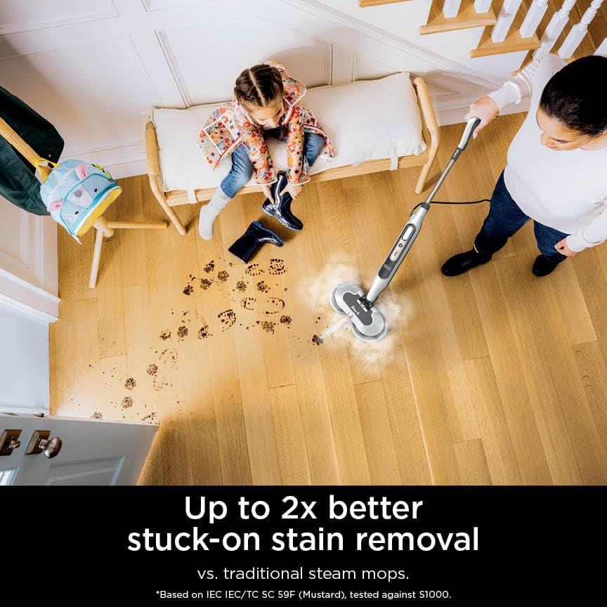 Steam & Scrub with Steam Blaster Technology All-In-One Hard Floor Steam Mop with 3 Steam Modes & LED Headlights S8201, Rotator White