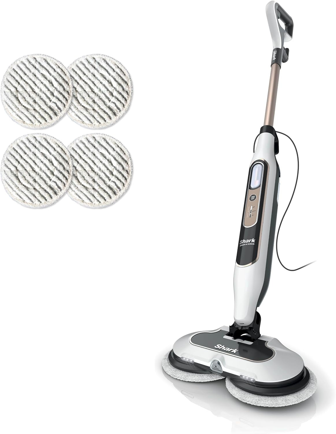 Steam & Scrub with Steam Blaster Technology All-In-One Hard Floor Steam Mop with 3 Steam Modes & LED Headlights S8201, Rotator White