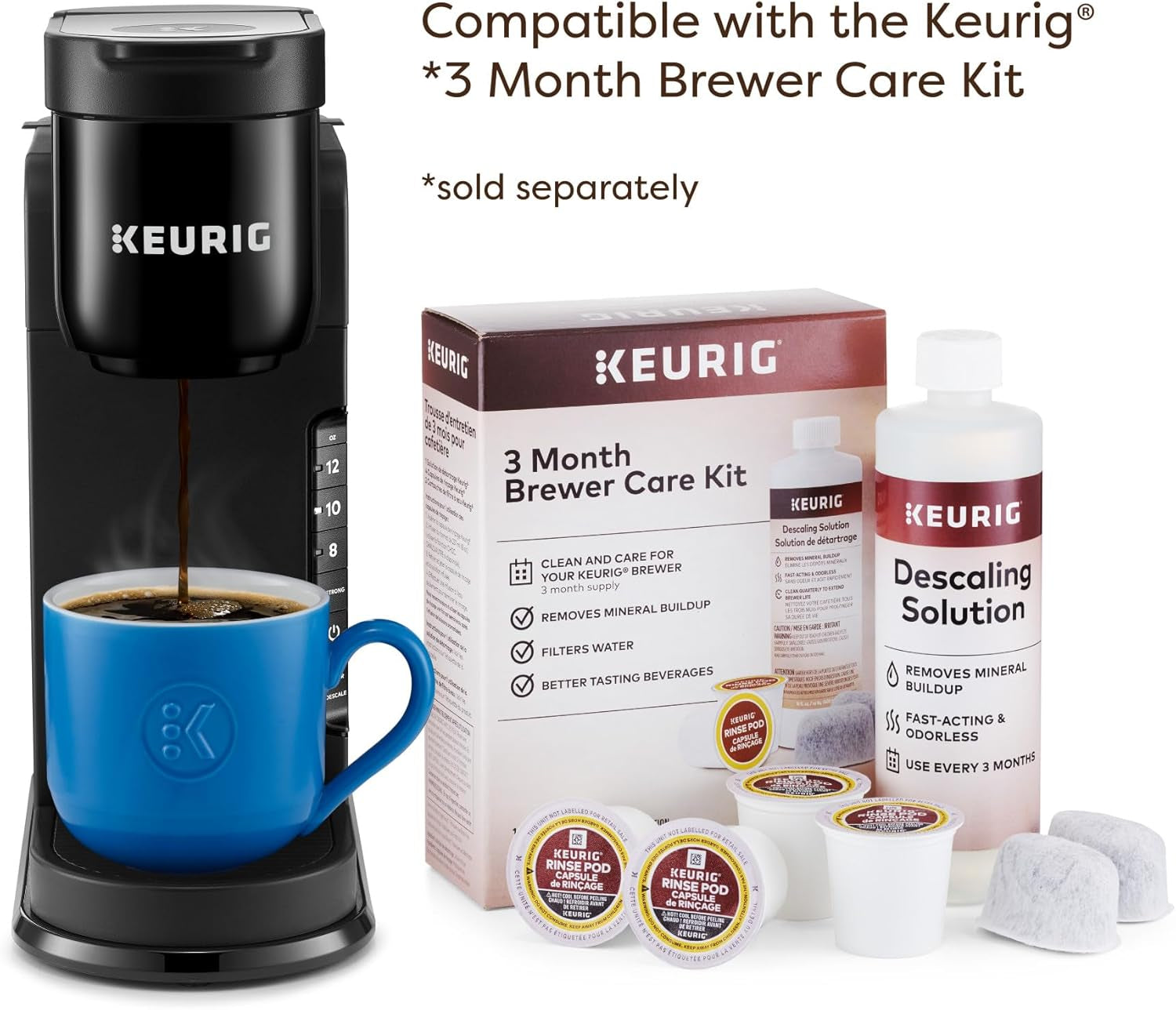 K-Express Single Serve K-Cup Pod Coffee Maker, 3 Brew Sizes, Strong Button Feature, 42Oz Removable Reservoir, Black