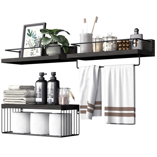WallNest Floating Storage Shelves 3-Piece Set (Black)