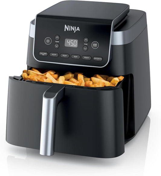 | Air Fryer | 6.5 QT Pro XL Capacity Fits 9Lbs of Wings | 6-In-1 Max Crisp, Air Fry, Roast, Bake, Reheat & Dehydrate | Nonstick Basket, Crisper Plate & Recipe Guide | Grey | AF181
