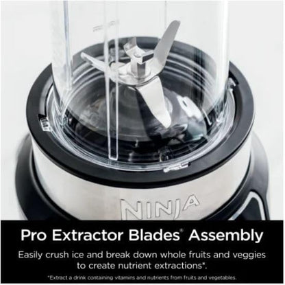 | Blender | Nutri Pro | Single Serve | for Smoothies, Salsa, Shakes and Frozen Drinks | Includes 2 Smoothie Cups & Lids | Crushes Ice, Fruit & Veggies |Silver | BN401