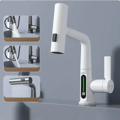 Digital Display Grey Bathroom Faucet