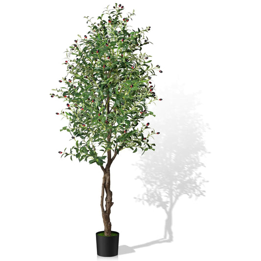 Silk Olive Tree Indoors - Faux 7ft Olive with Realistic Fruits