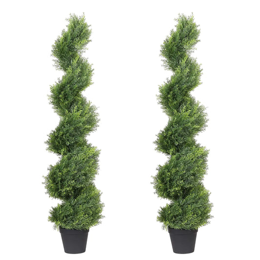 Cedar Spiral Topiaries 4ft - Twin Outdoor Faux Trees