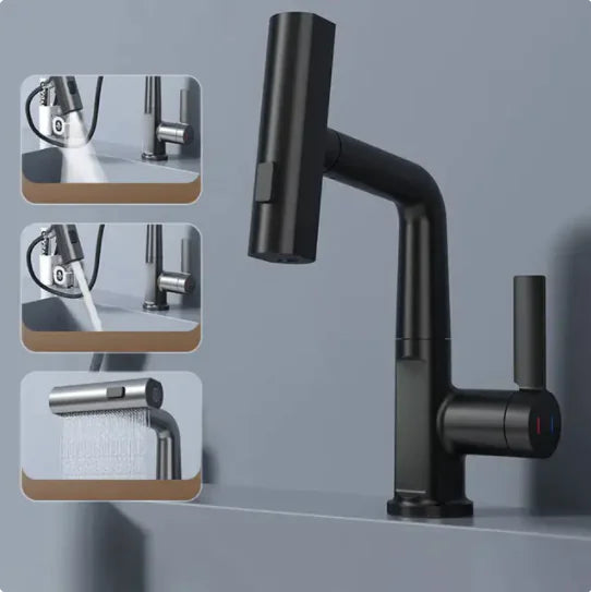 Digital Display Grey Bathroom Faucet